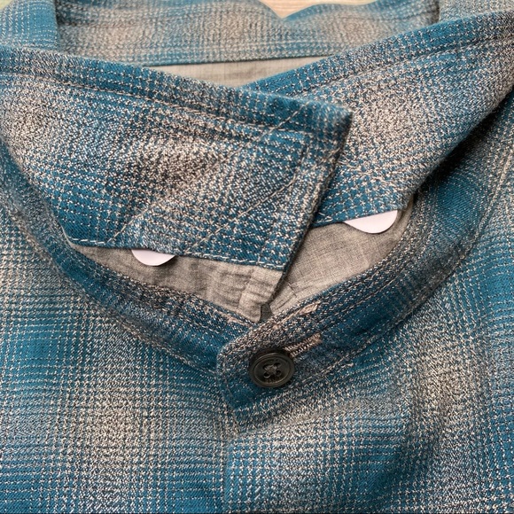 Vince 'Melrose' Trim Fit Plaid Sport Shirt Mens XXL Blue Gray Button Up Flannel - Picture 6 of 9